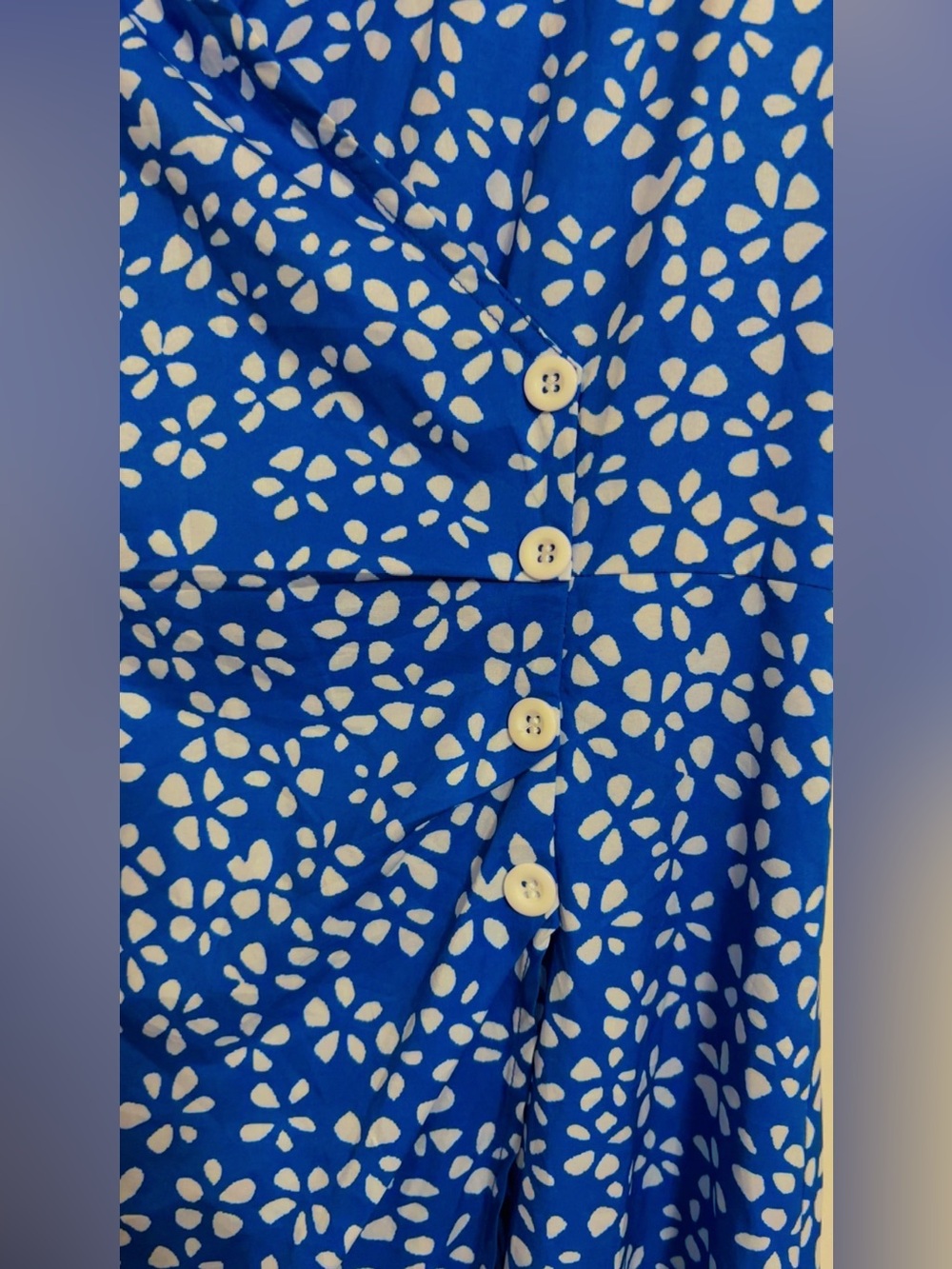 Blue Floral Wrap Dress - Women's Summer Dress - Picture 3 of 6